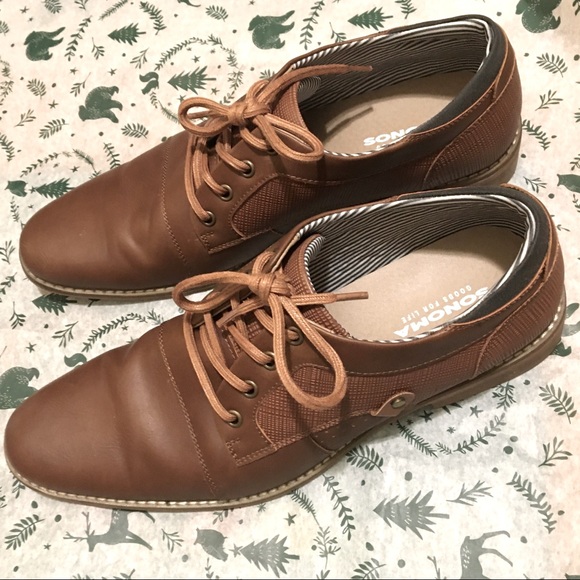 Sonoma Mens Brown Oxford Dress Shoes 